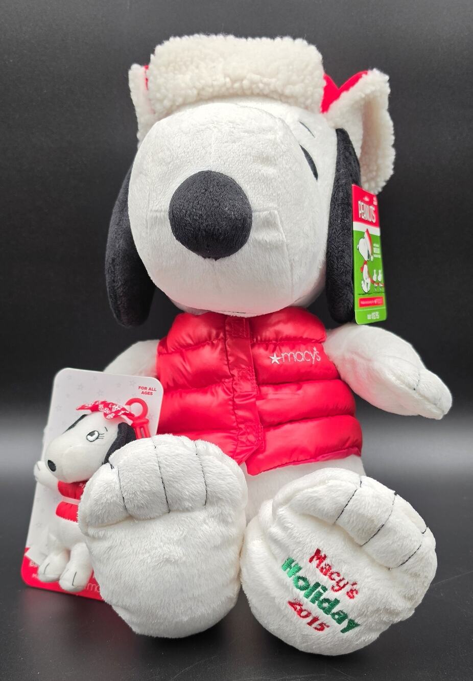2015 Macy’s Holiday Snoopy Plush + Belle Clip • Peanuts Collectible Set